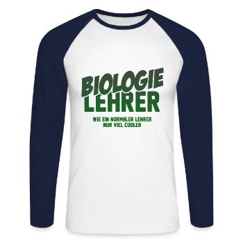 Biologie Lehrer Biologie Lehrerin Geschenk - Unisex Baseballshirt langarm - Weiß/Navy - Vorne - Nik (191cm)