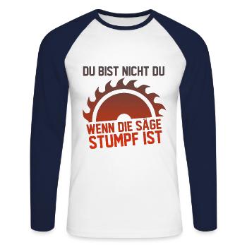 Schreiner Tischler Azubi Meister Spruch Geschenk - Unisex Baseballshirt langarm - Weiß/Navy - Vorne - Nik (191cm)