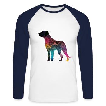 Bunte Hunde - Hunde Gruppe - Unisex Baseballshirt langarm - Weiß/Navy - Vorne - Nik (191cm)