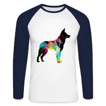 Beautiful dog - colorful dog - Unisex Long Sleeve Baseball T-Shirt - white/navy - Front - Nik (191cm)