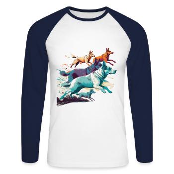 Colorful Dogs - Dogs Group - Unisex Long Sleeve Baseball T-Shirt - white/navy - Front - Nik (191cm)