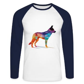 Colorful dog - Beautiful dog - Unisex Long Sleeve Baseball T-Shirt - white/navy - Front - Nik (191cm)