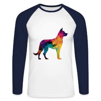 Colorful dog - Beautiful dog - Unisex Long Sleeve Baseball T-Shirt - white/navy - Front - Nik (191cm)