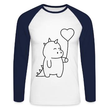 CUTE DINO - Unisex Baseballshirt langarm - Weiß/Navy - Vorne - Nik (191cm)