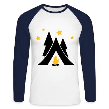 Zelt - Unisex Baseballshirt langarm - Weiß/Navy - Vorne - Nik (191cm)