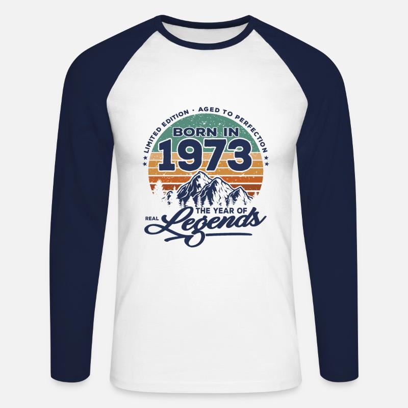 Legenden werden 1973 geboren - Unisex Baseballshirt langarm - Weiß/Navy