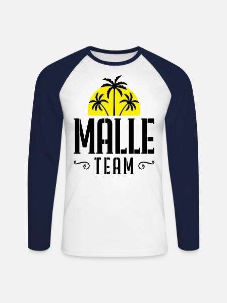 Malle team sun - Unisex Long Sleeve Baseball T-Shirt - white/navy
