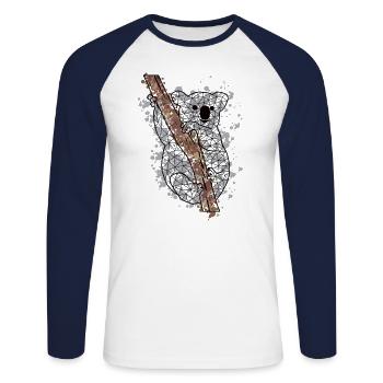 Koalaa GeomeTRIX bunt - Unisex Baseballshirt langarm - Weiß/Navy - Vorne - Nik (191cm)