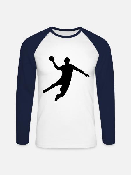 Handball - Unisex Baseballshirt langarm - Weiß/Navy