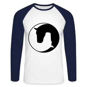 Pferd - Unisex Long Sleeve Baseball T-Shirt - white/navy - Front - Nik (191cm)