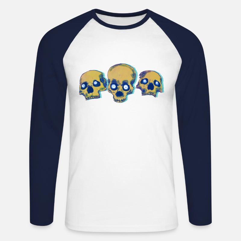 Drei Totenschädel - Unisex Baseballshirt langarm - Weiß/Navy