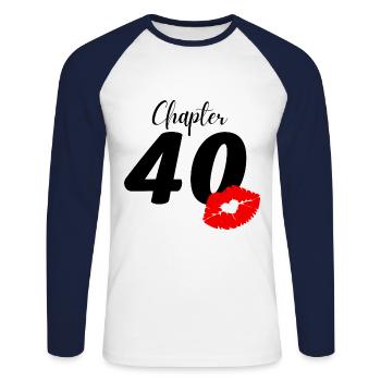 40. Geburtstag - Unisex Baseballshirt langarm - Weiß/Navy - Vorne - Nik (191cm)