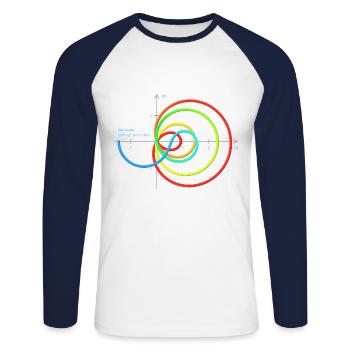 Zeta - Re=1/2 - avec coordonnées - Lignes - T-shirt baseball manches longues Homme - blanc/marine - Devant - Nik (191cm)