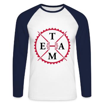 dumbbell gym team - Unisex Long Sleeve Baseball T-Shirt - white/navy - Front - Nik (191cm)