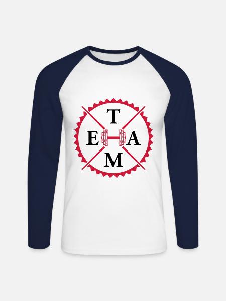 hantel gym team - Unisex Baseballshirt langarm - Weiß/Navy