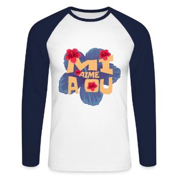 MI AIME A OU... - T-shirt baseball manches longues Homme - blanc/marine - Devant - Nik (191cm)