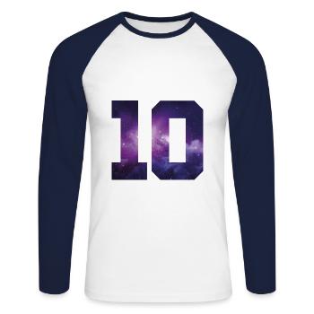 10 zahl jahre - Unisex Baseballshirt langarm - Weiß/Navy - Vorne - Nik (191cm)