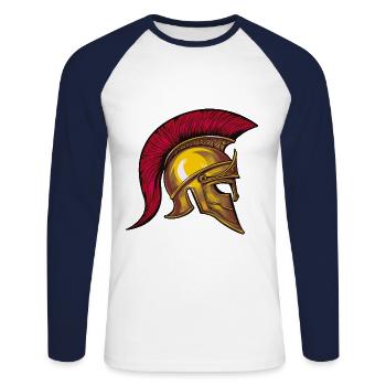 spartaner helm symbol - Unisex Baseballshirt langarm - Weiß/Navy - Vorne - Nik (191cm)
