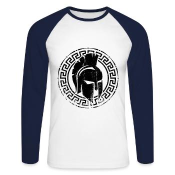 Casque Spartan Fitness Logo Spartan - T-shirt baseball manches longues Homme - blanc/marine - Devant - Nik (191cm)