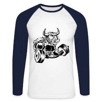 Bull Beast Bull Dumbbell Fitness - T-shirt baseball manches longues Homme - blanc/marine - Devant - Nik (191cm)