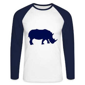 Silhouette de rhinocéros - T-shirt baseball manches longues Homme - blanc/marine - Devant - Nik (191cm)