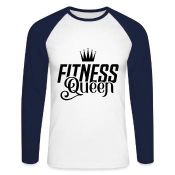 Fitness queen crown workout - Unisex Long Sleeve Baseball T-Shirt - white/navy - Front - Nik (191cm)