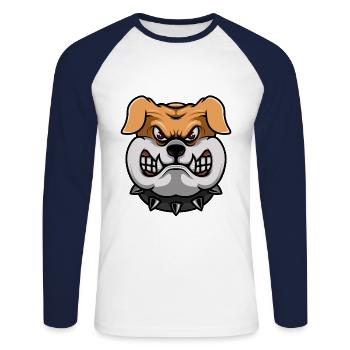 bulldog head comic dog - Unisex Long Sleeve Baseball T-Shirt - white/navy - Front - Nik (191cm)