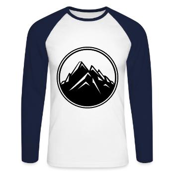 icône de montagnes cercle symbole montagne - T-shirt baseball manches longues Homme - blanc/marine - Devant - Nik (191cm)