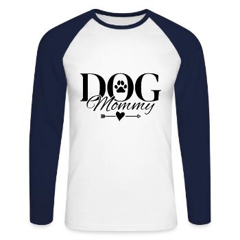 Hunde Mama Hundepfote Herz - Unisex Baseballshirt langarm - Weiß/Navy - Vorne - Nik (191cm)