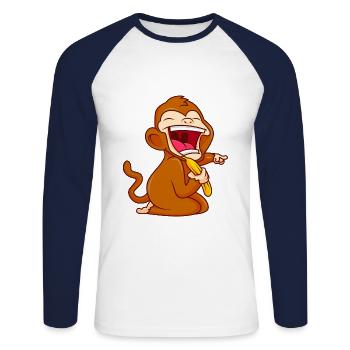 monkey banana funny comic baby monkey - Unisex Long Sleeve Baseball T-Shirt - white/navy - Front - Nik (191cm)