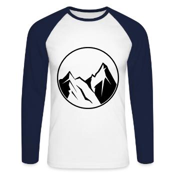 mountains symbol circle nature mountains - Unisex Long Sleeve Baseball T-Shirt - white/navy - Front - Nik (191cm)