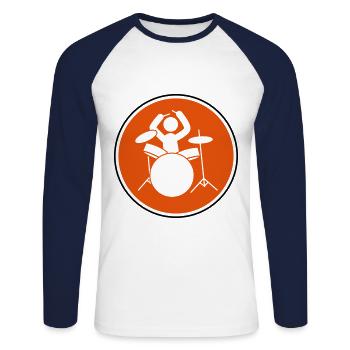 batteur icône batteur - T-shirt baseball manches longues Homme - blanc/marine - Devant - Nik (191cm)