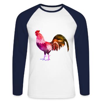 hahn polygon colorful gockel - Unisex Long Sleeve Baseball T-Shirt - white/navy - Front - Nik (191cm)