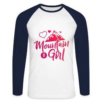Mountain Girl Mountains Love - Unisex Long Sleeve Baseball T-Shirt - white/navy - Front - Nik (191cm)