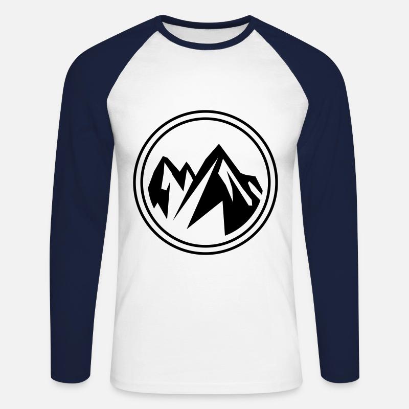 Mountains Nature Icon Mountains - Unisex Long Sleeve Baseball T-Shirt - white/navy