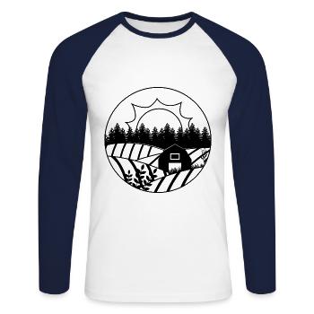 Agriculture à la ferme - T-shirt baseball manches longues Homme - blanc/marine - Devant - Nik (191cm)