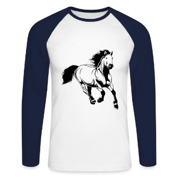 horse riding animal - Unisex Long Sleeve Baseball T-Shirt - white/navy - Front - Nik (191cm)