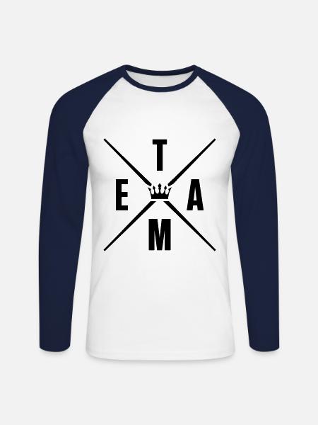 team krone - T-shirt baseball manches longues Homme - blanc/marine