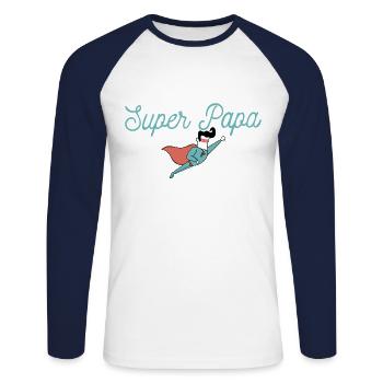 SUPER DADA - Unisex Long Sleeve Baseball T-Shirt - white/navy - Front - Nik (191cm)