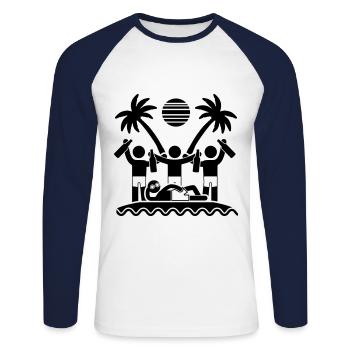 Fête vacances symbole été - T-shirt baseball manches longues Homme - blanc/marine - Devant - Nik (191cm)