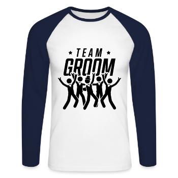 groom team - T-shirt baseball manches longues Homme - blanc/marine - Devant - Nik (191cm)