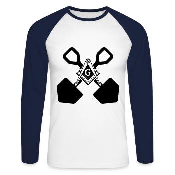 Maurer - Unisex Baseballshirt langarm - Weiß/Navy - Vorne - Nik (191cm)