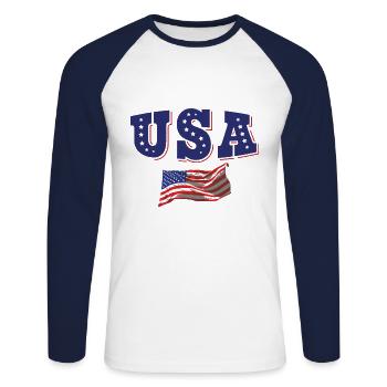 USA Soccer Jersey Drapeau américain - T-shirt baseball manches longues Homme - blanc/marine - Devant - Nik (191cm)