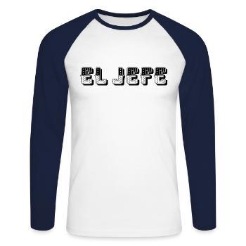 le patron, El Jefe, El patron - T-shirt baseball manches longues Homme - blanc/marine - Devant - Nik (191cm)
