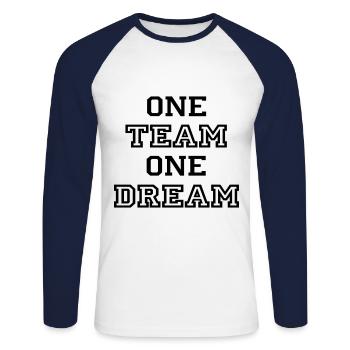 team - Unisex Baseballshirt langarm - Weiß/Navy - Vorne - Nik (191cm)