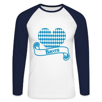 Bayern - Unisex Baseballshirt langarm - Weiß/Navy - Vorne - Nik (191cm)