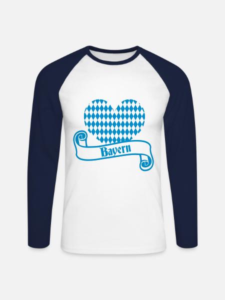 Bayern - Unisex Baseballshirt langarm - Weiß/Navy