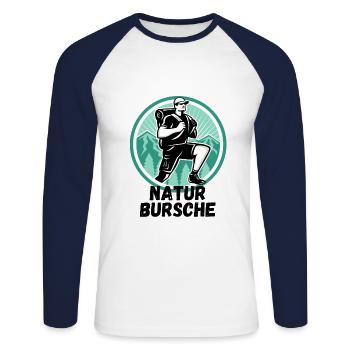 echter Naturbursche - Unisex Baseballshirt langarm - Weiß/Navy - Vorne - Nik (191cm)