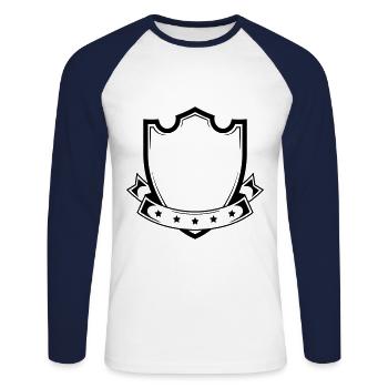 coat of arms blank shield shape - Unisex Long Sleeve Baseball T-Shirt - white/navy - Front - Nik (191cm)