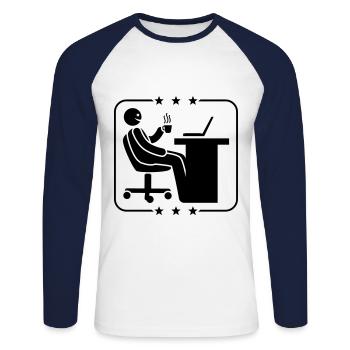 Chef Faul Boss Chillen - Unisex Long Sleeve Baseball T-Shirt - white/navy - Front - Nik (191cm)